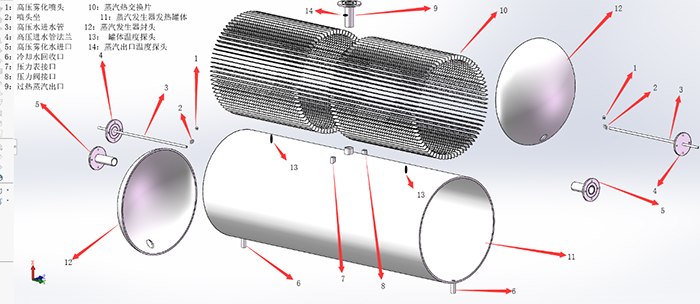 电磁加热快速高效蒸汽发生器结构图